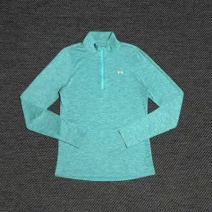 M UNDER ARMOUR アンダーアーマー ウィメンズ ミント ハーフジップ 機能性 Tシャツ