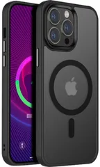 ★Gtsoho iPhone14ProMax用 ケース 半透明 マグネット搭載 ワイヤレス充電 耐衝撃 耐久性 全面保護 黄ばみなし ストラップホール付き イフォン14 Pro Max用 カバー マグセーフ対応 ブラック