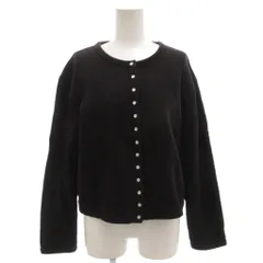 アニエスベー agnes b. カーディガン 裏起毛 2 黒 ブラック クルーネック ボタン /FF