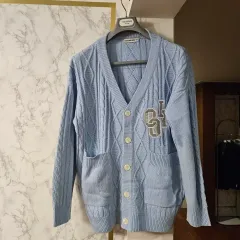 ユニセックス) O!Oi ルーズフィット ニット カーディガン (F/ライトブルー)