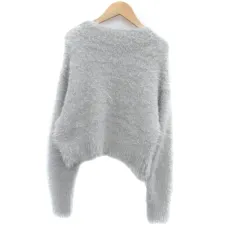 ナチュラルビューティーベーシック NATURAL BEAUTY BASIC シャギーニット セーター ハイネック 長袖 ショート丈 FR グレー /HO27