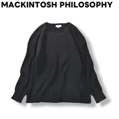 【美品】 マッキントッシュ フィロソフィー MACKINTOSH PHILOSOPHY サイドプリーツ コットン セーター ローゲージ ラグランスリーブ 38 ネイビー レディース ♪