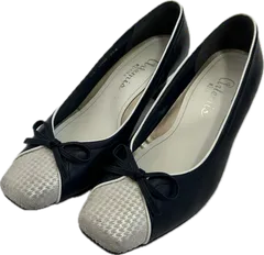 Z1638【美品】artemis by DIANAアルテミスバイダイアナ　スクエアトゥパンプス　靴シューズ　ネイビー　レディース　23 1/2サイズ