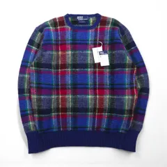 Polo Ralph Lauren 90年代 ラムウール ニット セーター M ブルー チェック 羊毛 未使用品