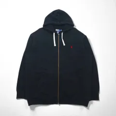 Polo Ralph Lauren 90年代 リバースウィーブ ジップパーカー 2XL ブラック スモールポニー刺繡
