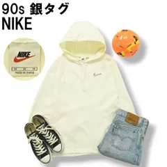 90s ヴィンテージ 銀タグ ナイキ NIKE ナイロン プルオーバー パーカー ウィンドブレーカー M ホワイト メンズ