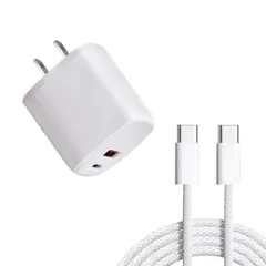 30W急速充電器 2ポート USB-C＆USB-Cケーブル (1.5m) 付属  【PSE技術基準適合/PowerIQ搭載/旅行に最適】  USB-C電源 ゲーム機　カメラ 急速充電アダプター iPhone/iPad/Galaxy その他Android各種対応