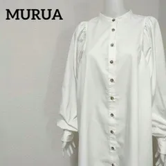 ムルーア MURUA ボリュームスリーブ バンドカラー シャツミニワンピース フェミニンのサムネイル