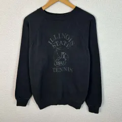 90s スウェット トレーナー カレッジロゴ プリント ラグラン ブラック メンズ 古着 アメカジ ストリート