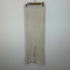 MERCURYDUO マーキュリーデュオ ニットスカート ロングスカート リブ スリット ベージュ Fサイズ レディース 古着 レトロ モード