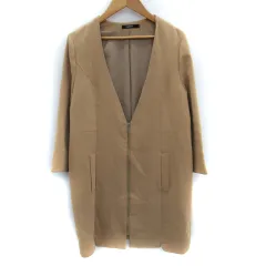 ドレスレイブ DRESSLAVE ノーカラージャケット ロング丈 ジップアップ 38 M ベージュ /SM14のサムネイル
