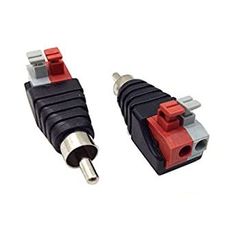Haokiang スピーカーフォノRCAオス→2スクリューターミナルストリップオーディオビデオスプリングプレスタイプバラムコネクターアダプター 2パッ