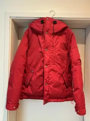 ザノースフェイス パーカ ラベル マウンテン ショート ダウンコート レッド