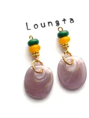 3452限定1‼️ パープルの個性派ピアス 樹脂ピアス