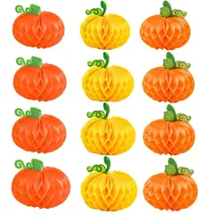 ペーパー 飾り付け パンプキン ハロウィン カボチャ ハロウィン飾り ハニカムボール 3色12点セット SITEDAN