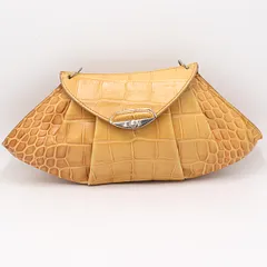 フルラ クロコ型押し レザー チェーン ハンドバッグ ブラウンカラー ファッション ブランド 2000000 NSK MST