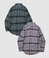 新品 2枚セット) MUSINSA プレイススタジオ スナップボタン スリム コットン シャツ チェック柄