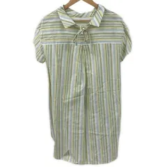 Leilian(レリアン) ワンピース サイズ11 M レディース - アイボリー×ライトイエロー×マルチ 開襟/半袖/ミニ/ストライプ