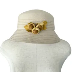 maxim KOBE・TOKYO 神戸マキシン 皇室御用達 フェルトハット 帽子 ライトベージュ 美品 コサージュ付き ゴム紐付き