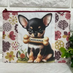 [335]CHIHUAHUA☆Bone パクッとチワワフラットポーチ