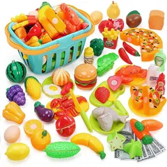野菜 海鮮 DIY 果物 ごっこ遊び ハンバーグ キッチンセット 100点セット 収納バッグ付け 食材 おままごと 調理器具 ままごとセット 知育玩具 HOLYFUN おもちゃ お誕生日プレゼント おままごとセット