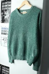 W(L) 잇터ネック グリーンCOLORミックス クルーネック-1616B