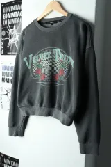 W(S) RAIVE スウェット Tシャツ PIGMENT グレー クロップド オールドスクール-16172