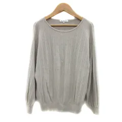 グローバルワーク GLOBAL WORK リブニット カットソー 長袖 ラウンドネック 無地 オーバーサイズ M ライトベージュ /YS29 ■MO