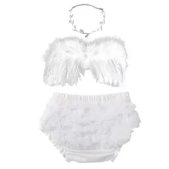オムツカバーセット 羽 赤ちゃん ニューボーンフォト ニューボーンフォト 衣装 百日祝いセット 3点セット! 天使コスチューム [KAWAJP]