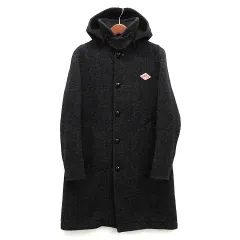 ダントン DANTON ウール モッサー フード付き ロング コート チャコールグレー 36 JD-8457 WOM