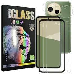 対応 AQUOS Sense 10 SH-53F SH-M33 ガラスフイルム ガイド枠付き 【2+2 枚セット-国産AGC旭硝子 】 対応 アクオスセンス10 フイルム 【2枚】+ レンズフィルム 【2枚】 あくおすせんす10 液晶保護フィルム 強化ガラス 