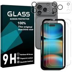 Tzciz 対応 ガラスフイルム iPhone 17 Pro Max 用の フイルム ガイド枠付き 【2+2 枚セット-国産AGC旭硝子 】 iphone17 pro max フイルム 【2枚】+ レンズフィルム 【2枚】 アイホン17promax 液晶保護フ