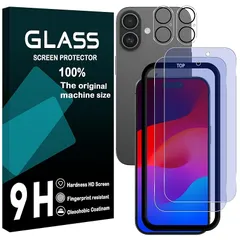 対応 iPhone 17 ガラスフイルム ブルーライトカット ガイド枠付き 【2+2枚セッ- AGC旭硝子】 iphone17 フイルム + レンズフィルム アイホン17 液晶保護フィルム アイフォン 17 強化ガラス さらさら あいほん17 レンズ保護フィル