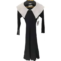 トランテアンソンドゥモード 31 Sons de mode ビックカラーウエストリボンニットワンピース レディース JPN：36 