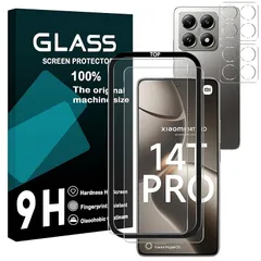 対応 Xiaomi 14T Pro ガラスフイルム ガイド枠付き 【2+2 枚セット-国産AGC旭硝子 】 xiaomi 14t pro フイルム 【2枚】+ レンズフィルム 【2枚】 シャオミ 14TPro 液晶保護フィルム 強化ガラス レンズ保護フィルム 