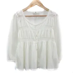 クミキョク 組曲 KUMIKYOKU カーディガン ミドル丈 ラウンドネック 七分袖 2 ホワイト 白 /YM14