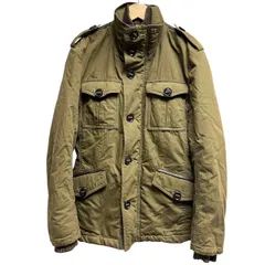 バーバリーブルーレーベル BURBERRY BLUE LABEL ミリタリージャケット 長袖 裏地チェック柄 カーキ M