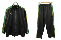 プーマ PUMA ジャージ 上下セット セットアップ S-M ブラック プリント トラックジャケット ボトムス 