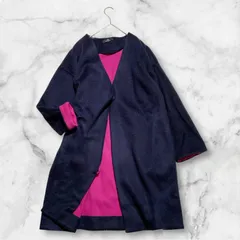 PS Paul Smith  ピーエスポールスミス　ノーカラーコート　バイカラー　ウール混　近年　比翼　ネイビー　ピンク　サイズS