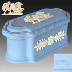 【美品】ウェッジウッド ジャスパーウェア 小物入れ ライトブルー 神話レリーフ WEDGWOOD 1130のサムネイル