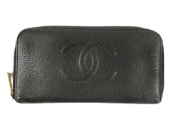 シャネル CHANEL 長財布 キャビアスキン ラウンドジッパー ココマーク レザー ウォレット 本革 ブラック ☆AA★