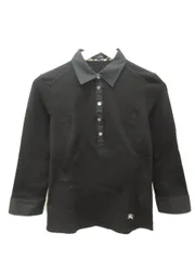 バーバリー ロンドン BURBERRY LONDON ポロシャツ カットソー ノバチェック 七分袖 1 黒 ブラック トップス
