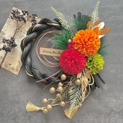 No.185 しめ縄リースお正月飾り 玄関リース しめ飾り お正月