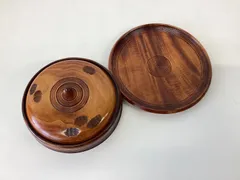 【昭和レトロ】木製 蓋付き菓子鉢  小物入れ　トレー付き　特価