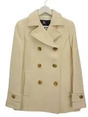 バーバリー ロンドン BURBERRY LONDON ウール カシミヤ ダブル コート 38 アイボリー 上着 アウター ジャケット