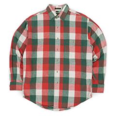 エディーバウアー Eddie Bauer 80s 80年代 ヘビーネルシャツ 黒タグ オールド MADE IN USA アメリカ製 Mckinley Cloth ブロックチェック柄 ヴィンテージ 古着 赤 緑 白 M【中古】
