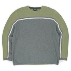 エディーバウアー Eddie Bauer 00s 2000年代 コットンニット 旧タグ オールド ライン USA ヴィンテージ アメリカ 古着 メンズ ニット セーター グレー オリーブ ホワイト XL【中古】
