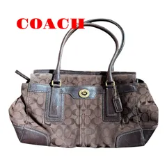 コーチ　トートバッグ　11063 シグネチャー　ブラウン　ターンロック