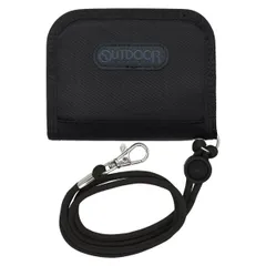 【織ネーム ブラック/ブラックL24564】 財布 二つ折り ネックストラップ OUTDOOR アウトドアプロダクツ メンズ 男の子 小学生 中学生 高校生 男子 キッズ 子供 おしゃれ ミニ財布 サイフ 小さめ 紐付き 首から下げる 折財布