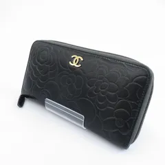 【瀬戸大橋店】 中古 CHANEL | シャネル 長財布 カメリア ラムスキン A50085 ブラック 【125】